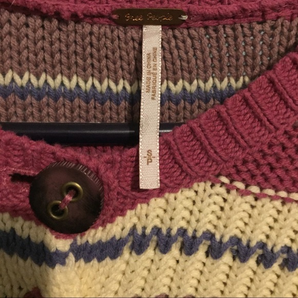 Babydoll Striped Free People Button Cardigan - Picture 4 of 4